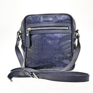 Gucci GG Imprime Zip Crossbody Bag Navy